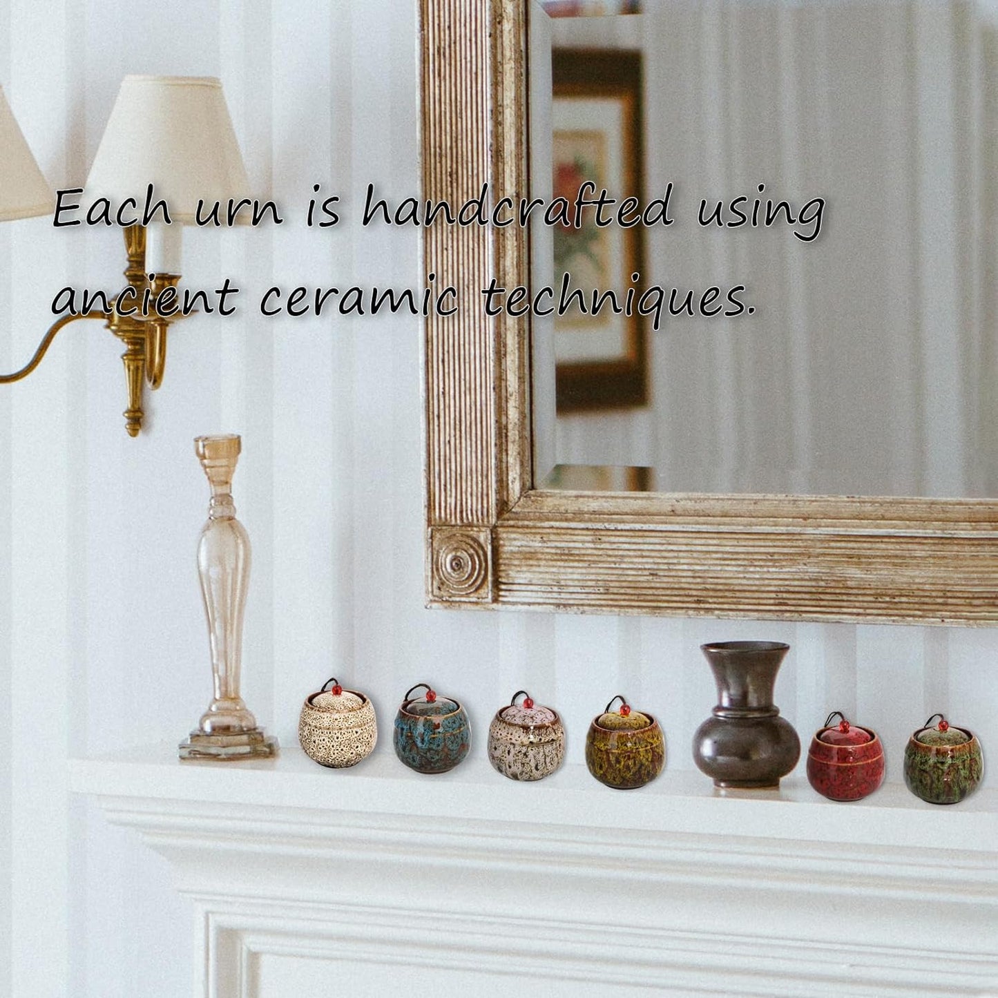 Small Urns for Human or Pet Ashes - Set of 6 - Made of Cera