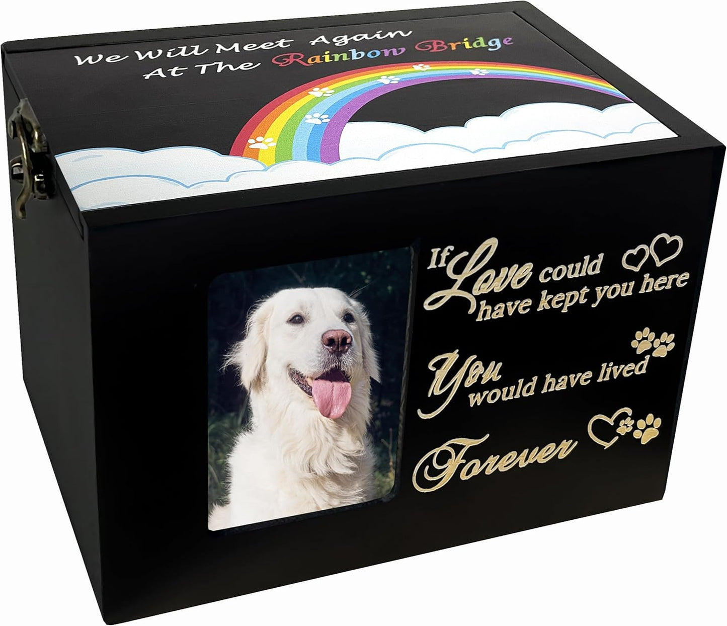 "If love could have kept you here" Urn for Dog or Cat Ashes - Wood with Photo Frame