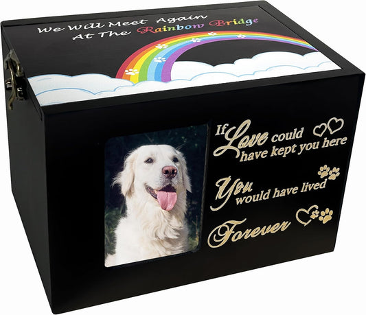 "If love could have kept you here" Urn for Dog or Cat Ashes - Wood with Photo Frame