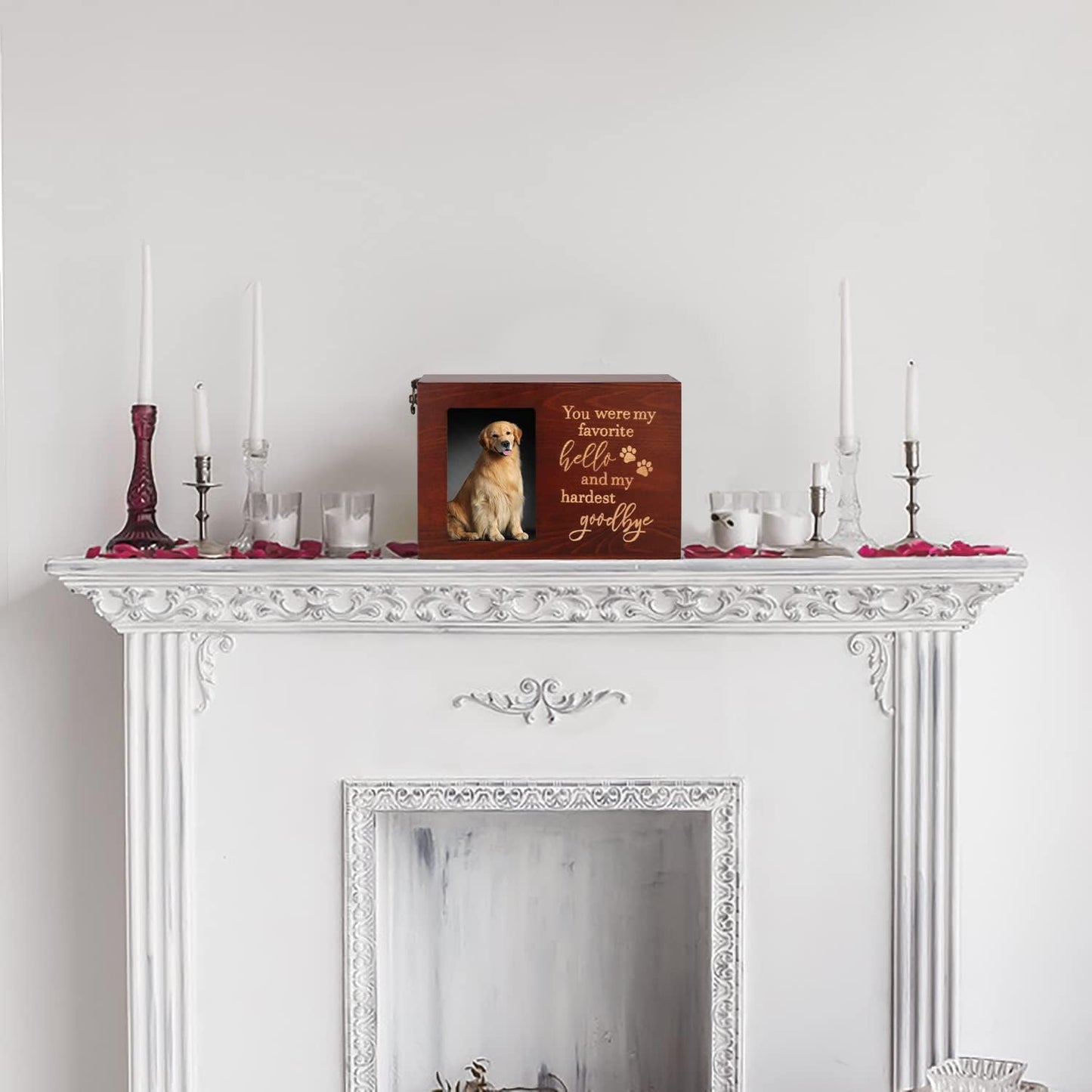 "You Were My Favorite..." Memorial Urn for Pet Ashes with Photo Frame and Black Flannel Lining