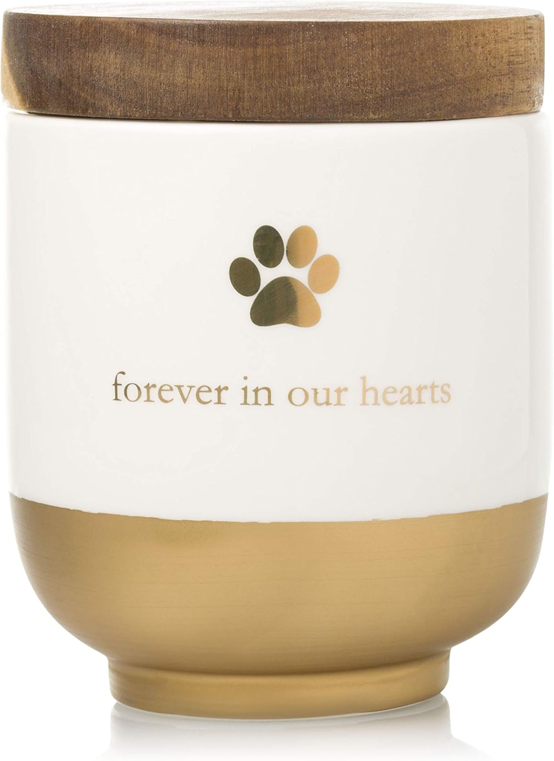 Ceramic Forever in Our Hearts Urn with Gold Accent
