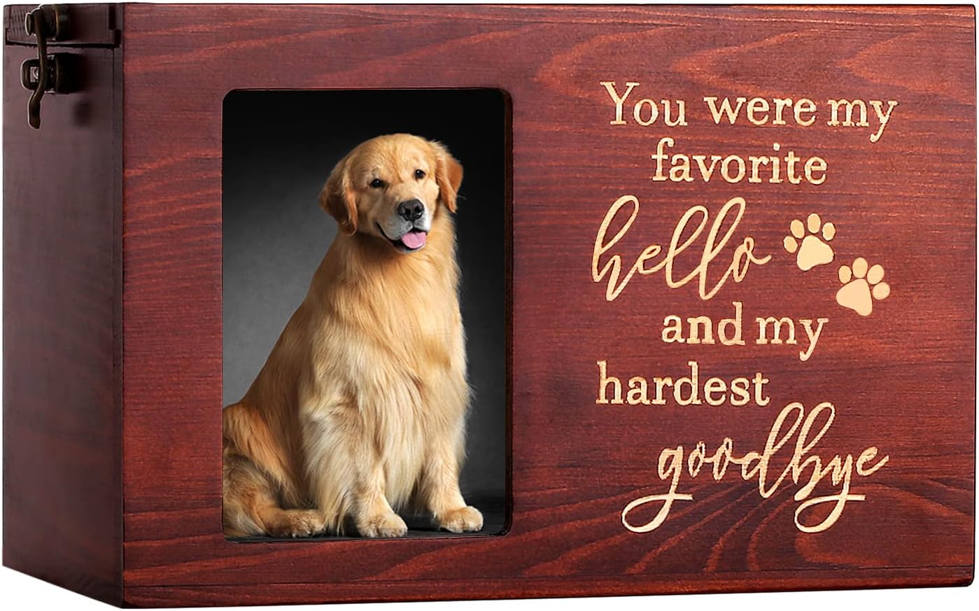 "You Were My Favorite..." Memorial Urn for Pet Ashes with Photo Frame and Black Flannel Lining
