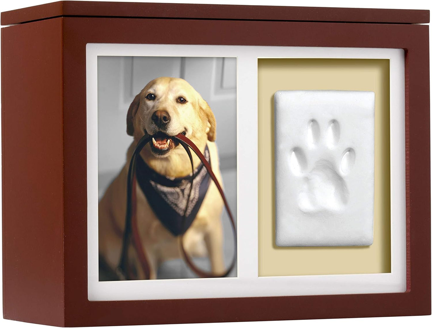 Pet Memory Box & Urn – Solid Wood, Black Finish, Personalized Keepsake with Clay Paw-Print Kit & 4" × 6" Photo Frame – Holds Ashes, Collars, Special Toys & Memories